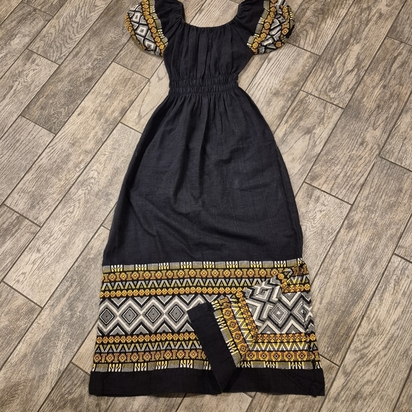 Vintage Guatemalan Maxi Dress  Embroidered Column Kaftan Sz Medium - Picture 3 of 7